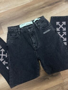Off-White denim jeans Signature Arrow Rhinestone logo